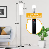 Qaubauyt Floor Lamp for Living Room Bedroom,Modern LED Floor Lamp with Remote Control and Stepless Dimmable Colors Temperature & Brightness,Standing Lamps Tall Lamp, 9W Bulb Included(White) Qaubauyt