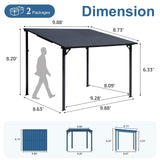 COBANA 8' x 10' Gazebo, Hardtop Wall Mounted Lean to Gazebo Pergola with Metal Roof for Patio, Deck, Backyard COBANA