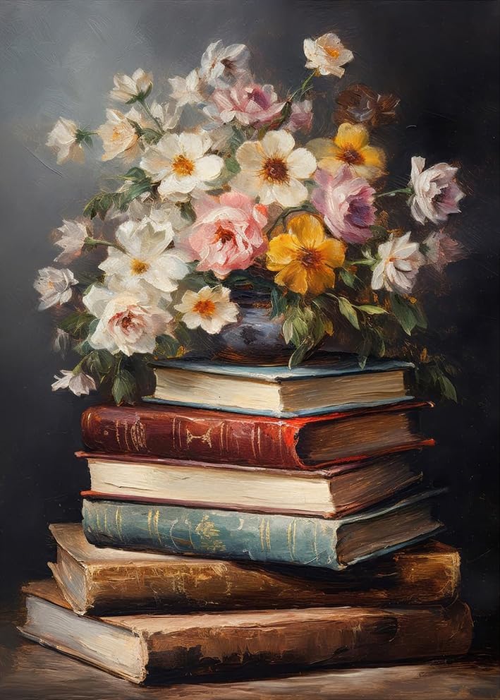 Vintage flower Diamond Art Painting Kits for Adults, Full Drill Diamond Dots Paintings for Beginners, Round 5D Paint with Diamonds Pictures Gem Art Painting Kits DIY Crafts Kits 【11.8x15.7inch】 RYMILIE