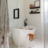 QEEIG Bathroom Floating Shelves for Wall - 15.7" Wall Mounted Shelf Over Toilet Farmhouse Home Decor Display Bookshelf Small 15.7 x 6.7 inch Set of 2, Black (008-40B) QEEIG