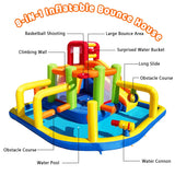 Umbalir Inflatable Obstacle Bounce House, Kids Bounce House Water Park with Water Slides, Surprise Dump Bucket, Obstacles,Jumping, Tunnels, Climbing,Water Cannon, and Ball Shooting Frame Umbalir