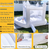 White Bounce House with Ball Pit, Indoor & Outdoor Bouncy Castle with Slide and UL Blower for Kids Family Backyard Party, 12x11Ft Inflatable Bouncer for Boys for Girls ZAFIED