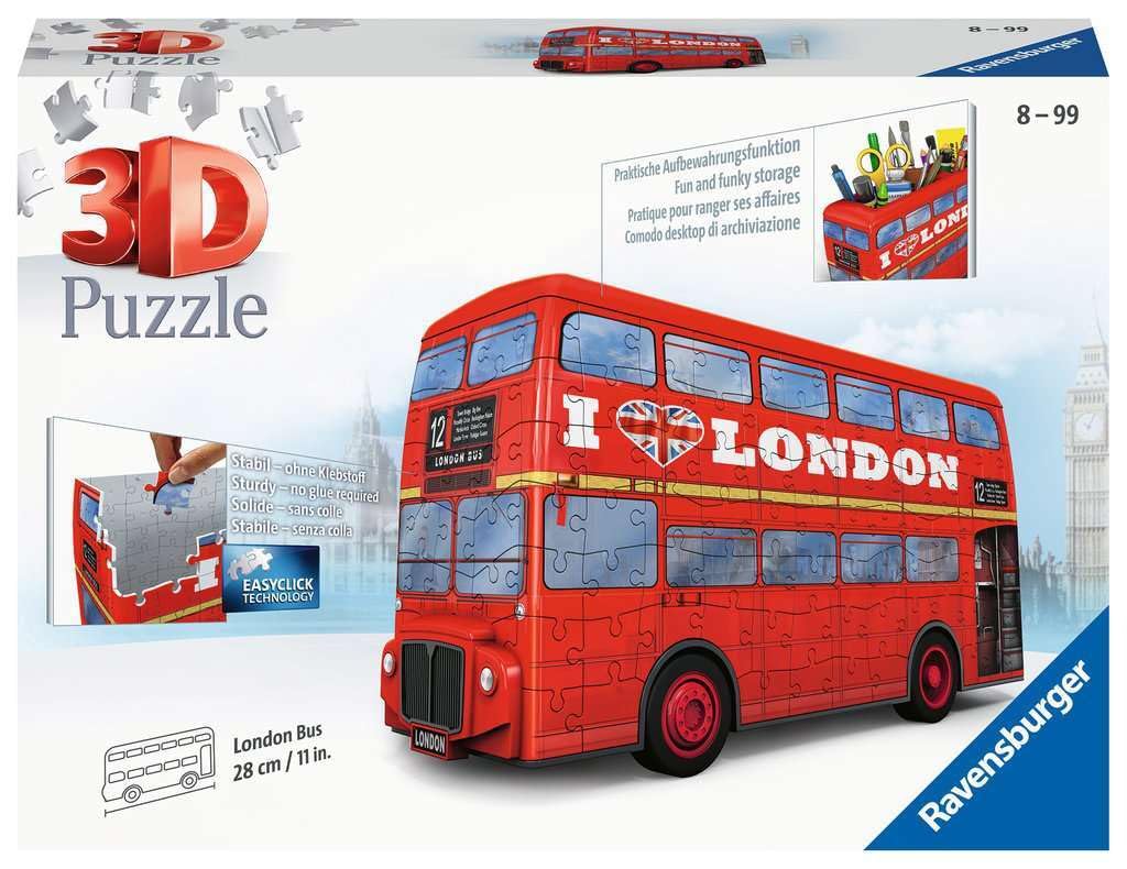 Ravensburger London Bus 216 Piece 3D Jigsaw Puzzle for Kids and Adults - 12534 - Great for Any Birthday, Holiday, or Special Occasion Ravensburger