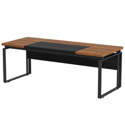 Tribesigns 63" Modern Conference Table with Splicing Board, 5FT Meeting Tables for Home Office, Business Training Seminar Table with Stylish Metal Legs (Only Table) (Walnut & Black) - WoodArtSupply