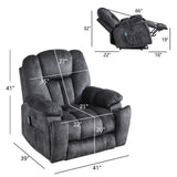 CANMOV Large Power Lift Recliner Chair with Massage, Heat, and USB for Elderly, Overstuffed Wide Recliners, Heavy Duty and Safety Motion Reclining Mechanism, Gray CANMOV
