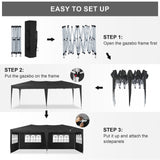 TUKAILAI 10' x 20' Pop Up Gazebo Marquee, Anti-UV Party Wedding Tent Event Shelters with 6 Removable Sidewalls & Carry Bag, Heavy Duty Instant Canopy for Outdoor Camping Garden Patio (Black) TUKAILAi