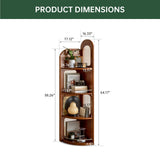 Wayshome 4-Tier 100% Solid Wood Corner Bookshelf, 64” Tall Mid Century Modern Corner Shelf Display, Open Storage Bookcase for Home Offie, Living Room (Poplar Wood) Wayshome