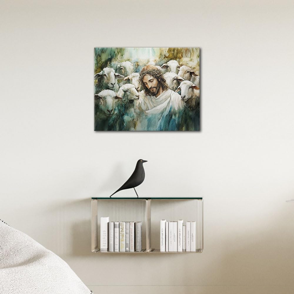 Jesus Paint by Numbers Kit for Adults Beginners, DIY Sheep Acrylic Paint by Numbers Kits on Canvas, Christian Oil Painting for Adults, Art Crafts for Home Wall Decor 16"x20"(Frameless) TUMOVO