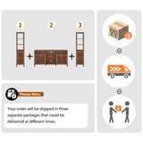 BVIUNTWO Farmhouse TV Stand for 70 inch TVs, Entertainment Center with Bookshelves - 4 Door Media Console with Adjustable Shelves, Storage Cabinet for Living Room Bedroom Home Theater, Rustic Brown BVIUNTWO