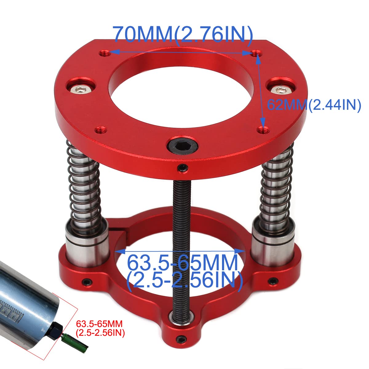 KETIPED Adjustable Router Lift for 65mm Diameter Universal Trimming Machine,Aluminum Under-Table Router Base for Router Table Insert Base Plate with Double Stainless Steel Support Rod,MG-061RED KETIPED