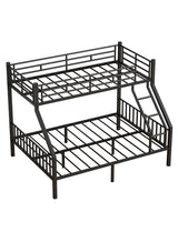 Feetice Twin XL Over Queen Bunk Bed for Adults, Heavy Duty Metal Bunk Beds with Safety Guardrails & EVA Padded Ladder, Twin XL Over Queen Bunk Beds Frame with Noise-Free Slats, Space-Saving(Black) Feetice