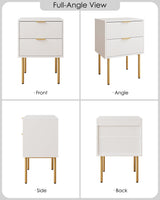 Aienvey Night Stand, Modern Nightstand with Drawers, Bedside Table, Gold Small Side Table for Bedroom, Living Room End Table (2 Drawers, White Stripe) Aienvey