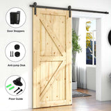 LQKUMJG 6.6FT Sliding Barn Door Hardware Kit for Single Wood Door, Smoothly and Quietly, Easy to Install Fit 35"-40" Wide and 1.18"-1.96" Thickness Door Panel, Includes Installation Instruction LQKUMJG
