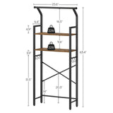 YATINEY Over The Toilet Storage, 2-Tier Bathroom Organizer Shelves with Hooks, Multifunctional Vertical The Toilet Shelf Storage Rack for Bathroom, Rustic Brown and Black TR01BR YATINEY