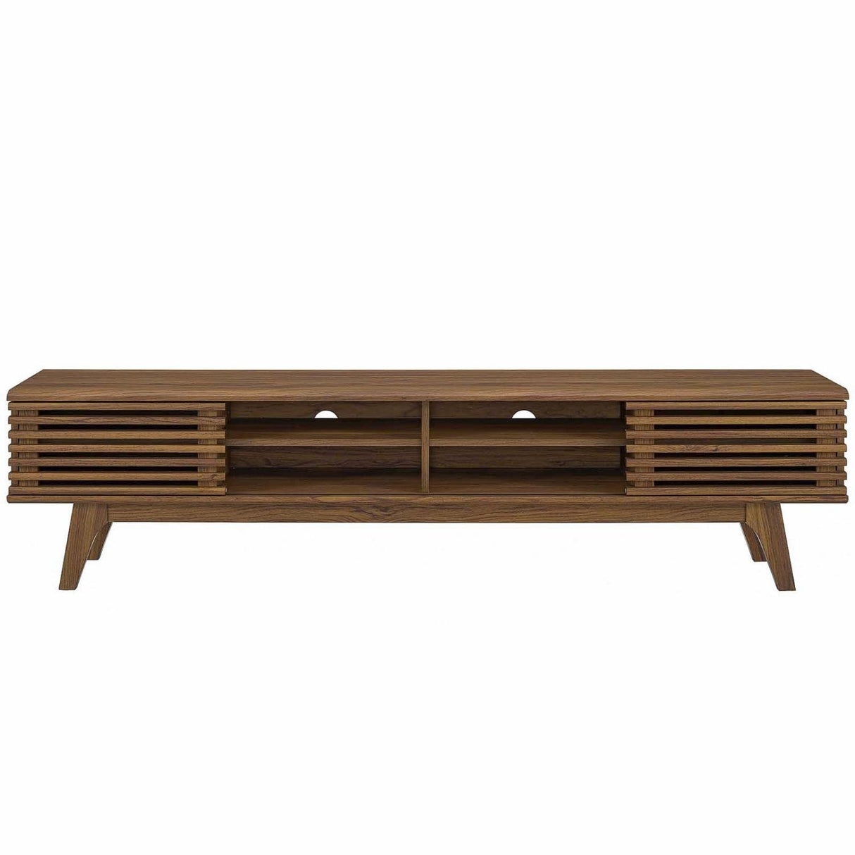 Modway Render 70" Mid-Century Modern Low Profile Media Console TV Stand, 70 Inch, Walnut Walnut Modway