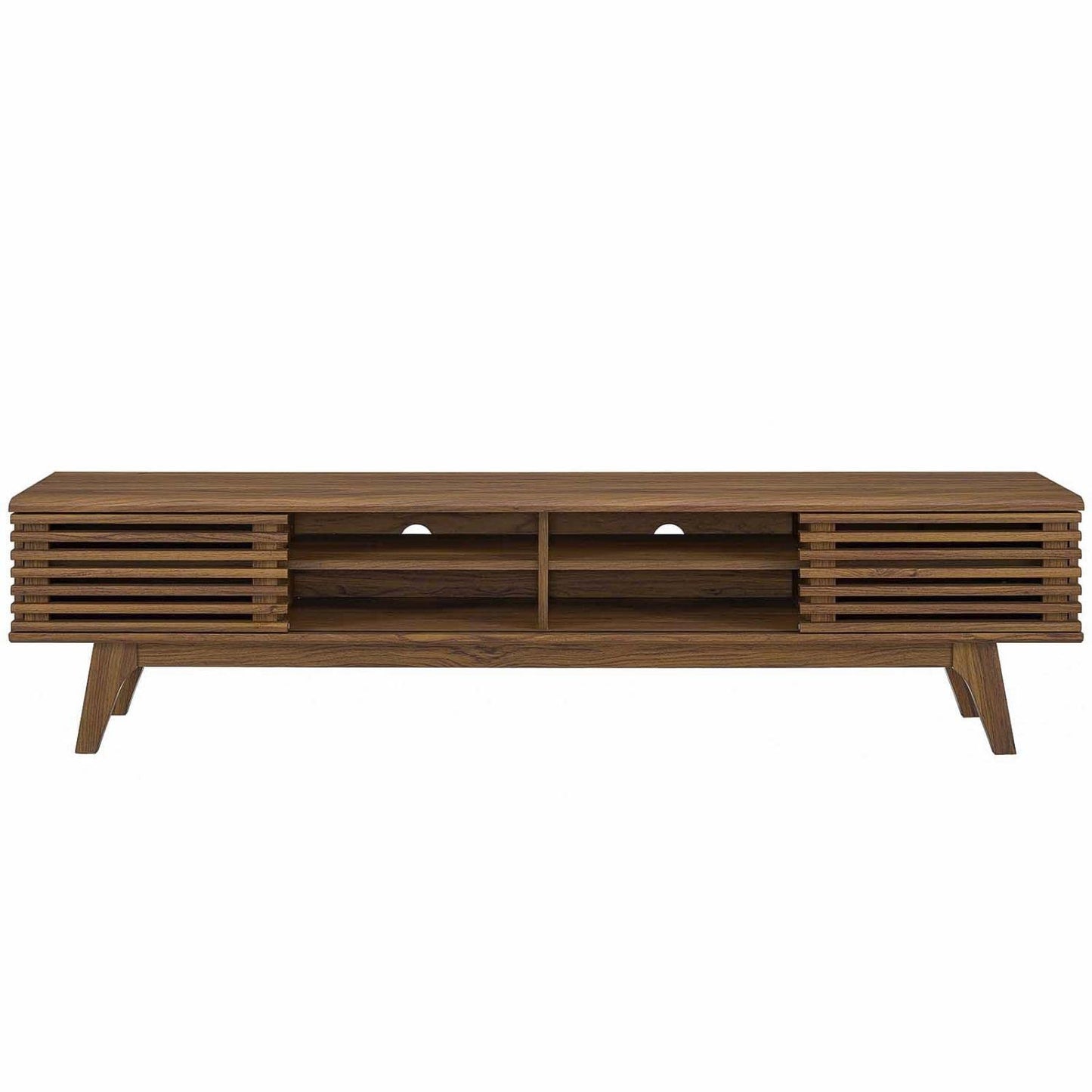 Modway Render 70" Mid-Century Modern Low Profile Media Console TV Stand, 70 Inch, Walnut Walnut