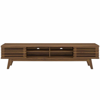 Modway Render 70" Mid-Century Modern Low Profile Media Console TV Stand, 70 Inch, Walnut Walnut