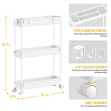 SPACELEAD Slim Storage Cart 3 Tier,Bathroom Organizer Rolling Utility, Mobile Shelving Unit Slide Out for Office, Kitchen, Laundry Room & Narrow Places,White SPACELEAD