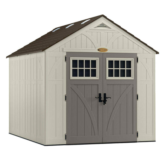 Suncast 8' x 10' Heavy-Duty Resin Tremont Storage Shed, Sand - WoodArtSupply