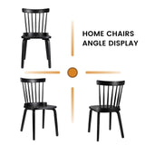 Unovivy Wood Dining Chairs Set of 4, Farmhouse Spindle Back, Widen Seat, Modern Mid-Century Country Style, for Living Room Restaurant, Black Unovivy