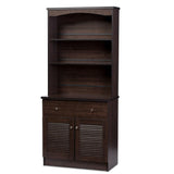 BAXTON STUDIO Wholesale Interiors Agni Buffet and Hutch Kitchen Cabinet, Dark Brown Baxton Studio