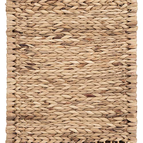 MyGift Handwoven Seagrass 3 Panel Room Divider Screen with Wood Frame, 6FT Folding Partition Room Divider, Brown 57.25''W x 70''H MyGift