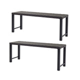 Seekverse 46" Outdoor Rattan Backless Bench Set of 2, All-Weather Patio Garden Bench for Backyard, Porch, or Lawn, Durable Steel Bench for Outdoor Spaces Seekverse