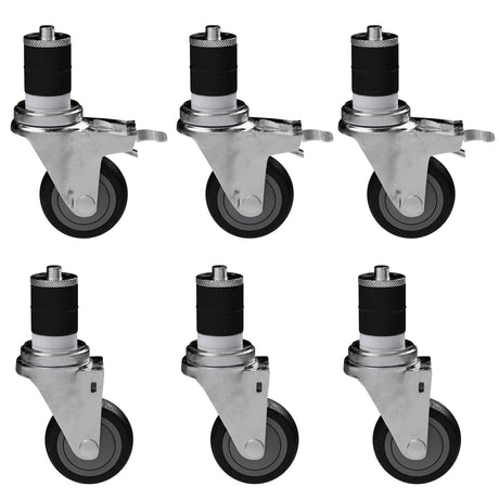 3 in. Casters for Stainless Steel Work Table. Set of 6 AmGood