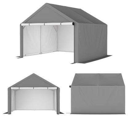 10x10 ft Portable Outdoor Storage Shelter Shed, Heavy Duty Storage Garage Shed with Roll-up Doors Shelter for Garden Tool, Lawn Mower, Motorcycleand, Bike - Gray - WoodArtSupply