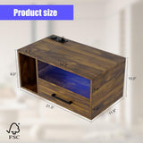 Homaterial Floating Nightstand with Charging Station and LED Lights, Floating Bedside Table with Drawers Wall Mounted Nightstands,for Bedroom Room, 21.3" x 11.8" x 10",Rustic Brown Homaterial