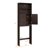 Yaheetech Over The Toilet Storage, Taller Bathroom Organizer Space-Saving Storage Cabinet with Adjustable Shelves and Double Doors, 77 in H, Espresso Yaheetech