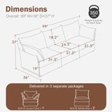 ABCASA 99" Modular Sofa Couch, Comfy 3-Seater Chenille Fabric Couch for Living Room, Office, Apart W/Deep Seat, High Backrest, Upholstered Couch W/Removable Cover, Black ABCASA