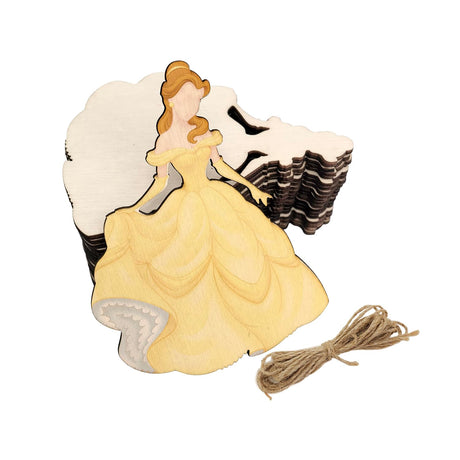 30 Pack 4 Inch Wood Princess Cutouts Unfinished Wood Princess Crafts Wooden Princess Hanging Ornaments DIY Princess Craft Gift Tags for Home Party Decoration Xonzmmk