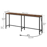 HOOBRO 70.9 Inches Console Table with 2 Power Outlets and 2 USB Ports, Extra Long Entryway Table with Charging Station, Narrow Sofa Table Behind Couch, Hallway, Living Room, Rustic Brown BF1801XG01G2 HOOBRO