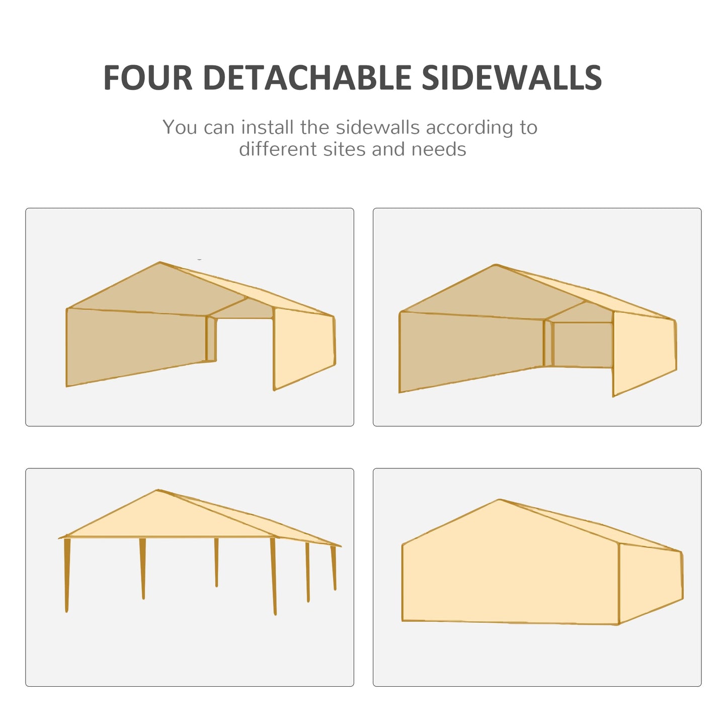 Outsunny 20' x 10' Large Party Tent, Events Shelter Canopy Gazebo with 4 Removable Side Walls, Shade Shelter for Weddings, Picnic, White