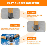 YEOOE 4x4 Post Base, Deck Post Brackets Powder Coated, Inner Size 3.5"x3.5", Heavy Duty Carbon Steel Fence Post Anchor Base for Deck Porch Railing Mailbox Fence Pergola Support (2 Pack) YEOOE