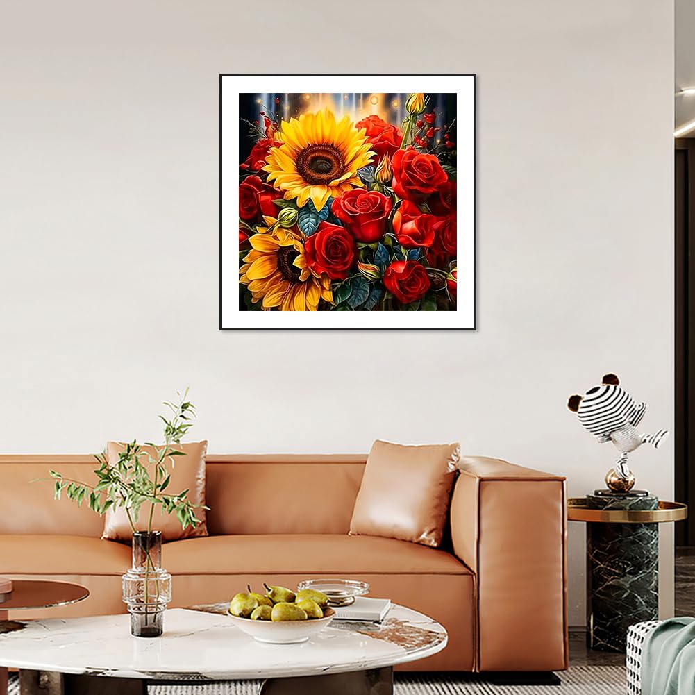 Anuver Diamond Painting Kits for Adults, Flower Diamond Art Kits for Adults, Rose 5D Diamond Artr, DIY Full Drill Diamond Painting and Crafts, 12x12 Inch Anuver