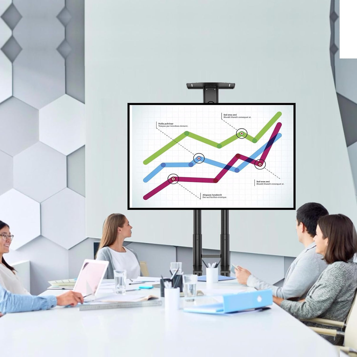 PERLESMITH Rolling/Mobile TV Cart with Wheels for 32-82 Inch LCD LED 4K Flat Screen TVs - TV Floor Stand with Shelf Holds Up to 100 lbs, Height Adjustable Trolley Max VESA 600x400mm- PSTVMC05 PERLESMITH