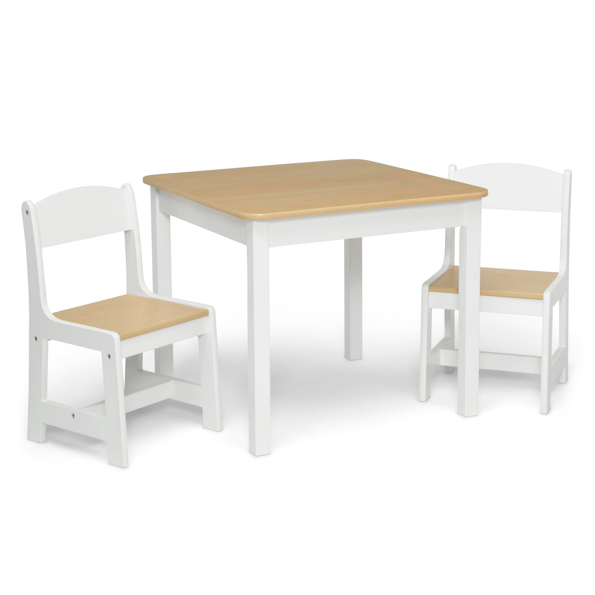 Delta Children MySize Kids Wood Table and Chair Set (2 Chairs Included) - Ideal for Arts & Crafts, Snack Time, Homeschooling, Homework & More, Bianca White/Natural Delta Children