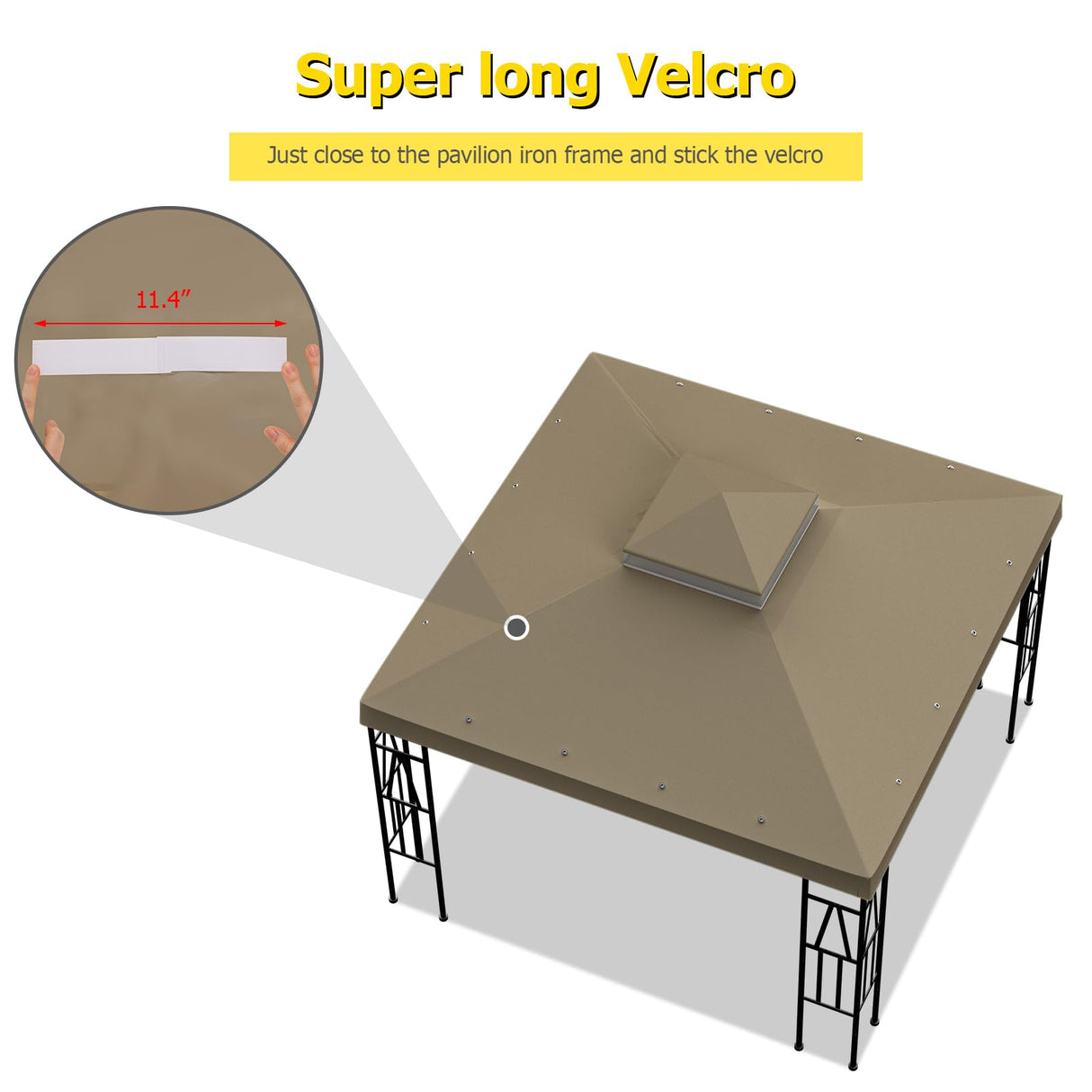 10'x10' Replacement Canopy Top Cover Only for Gazebo, Double Tiered Gazebo Covers for Outdoor Patio Garden Canopy Upgraded 2025 (Khaki) Big Lighting Deals