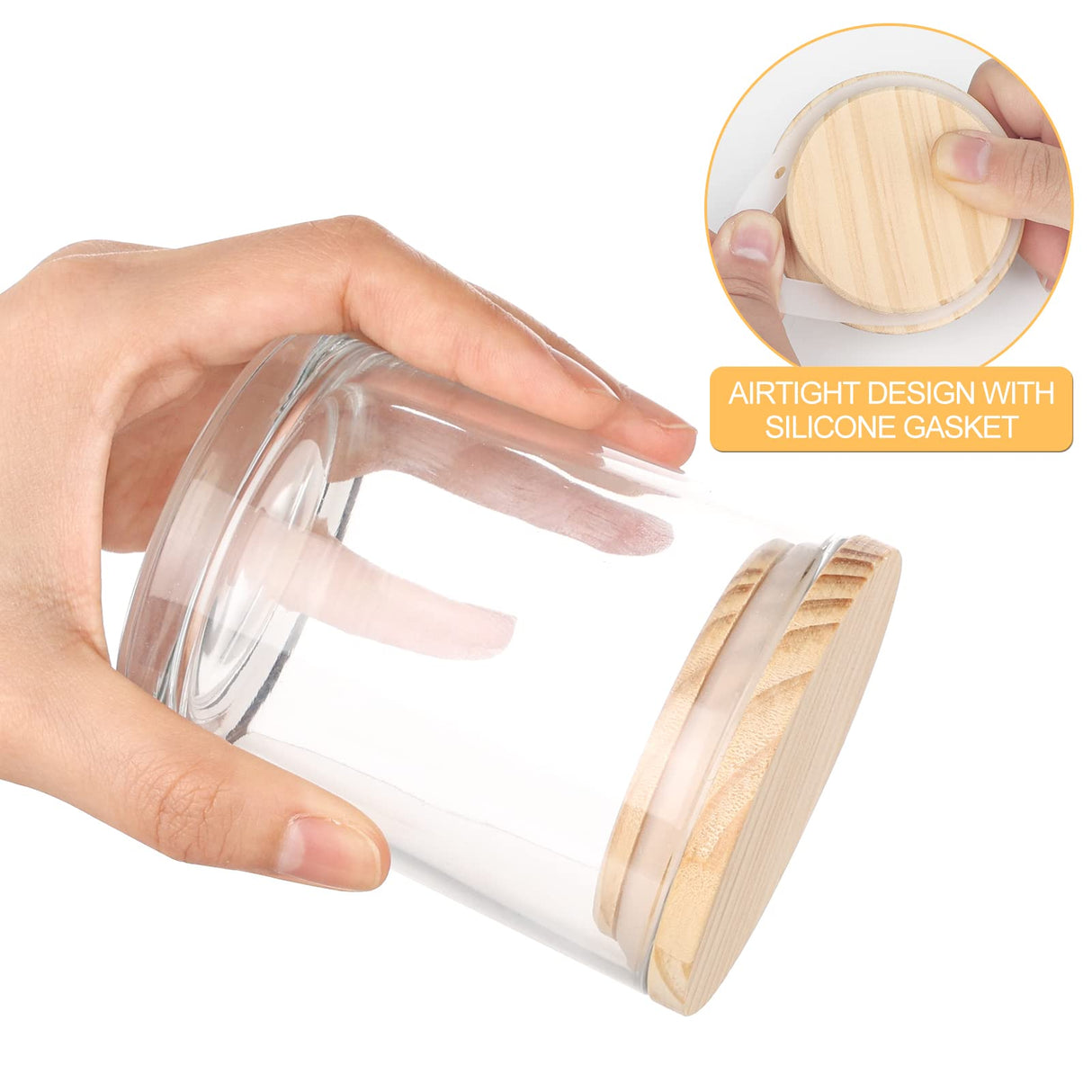 SHOWIN Thick Candle Jars for Making Candles 12 Pcs, 7 OZ Empty Jars with Wood Lids for Candle Making, Sample Container, Clear SHOWIN