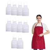 Hi loyaya White Aprons Bulk with Pockets for Women Girls Adults Chef, Set of 10 Kitchen Bib Apron for Cooking Baking Restaurant Painting DIY (10, White) Hi loyaya