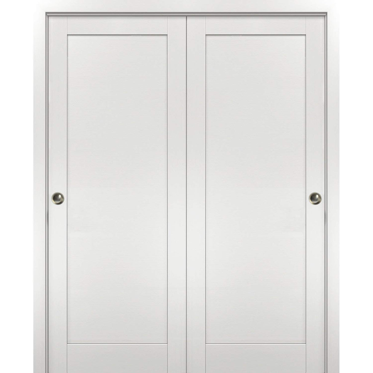 SARTODOORS Sliding Closet Bypass Doors 72 x 96 with Hardware | Quadro 4111 White Ash | Sturdy Top Mount Rails Moldings Trims Hardware Set | Modern MDF Solid Bedroom Wardrobe Doors SARTODOORS