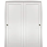 SARTODOORS Sliding Closet Bypass Doors 72 x 96 with Hardware | Quadro 4111 White Ash | Sturdy Top Mount Rails Moldings Trims Hardware Set | Modern MDF Solid Bedroom Wardrobe Doors SARTODOORS