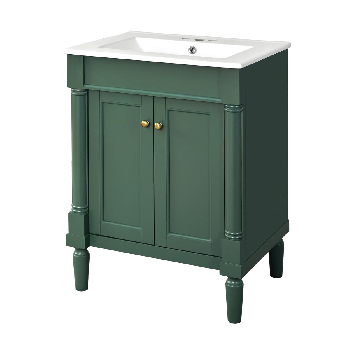 Merax 24” Bathroom Vanity with Sink, Powder Room Small Bathroom Vanity with 2-Door Cabinet, Undermount Sink, Solid Wood Frame Bathroom Storage Cabinet (Vogue Green) Merax