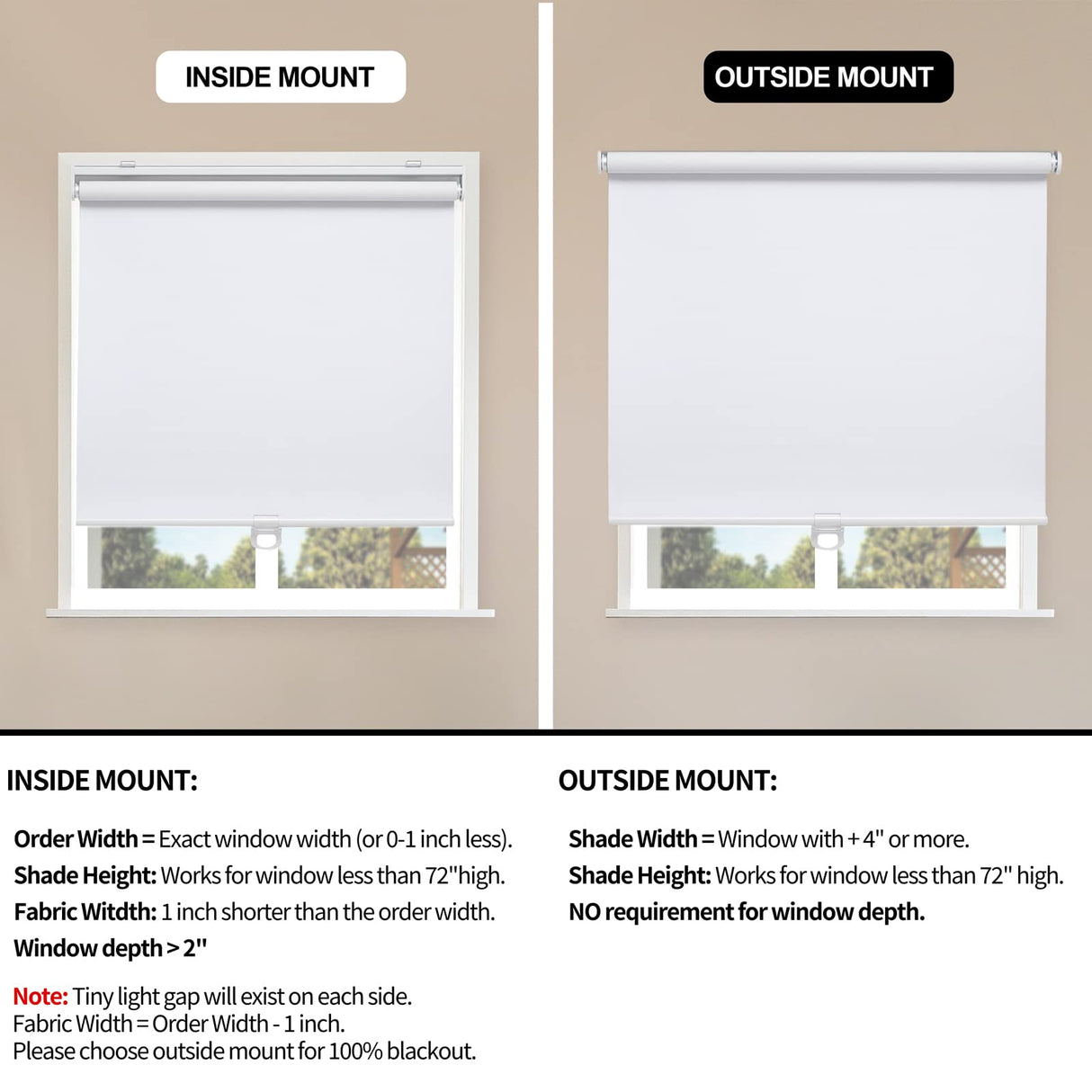 Sunoff Blackout Roller Shades Blinds Cordless for Windows Pull Down Room Darkening Door Blinds with Thermal Insulated Easy to Install for Living Room,Bedroom,Home,Office Bathroom White 33" W x 72" H sunoff