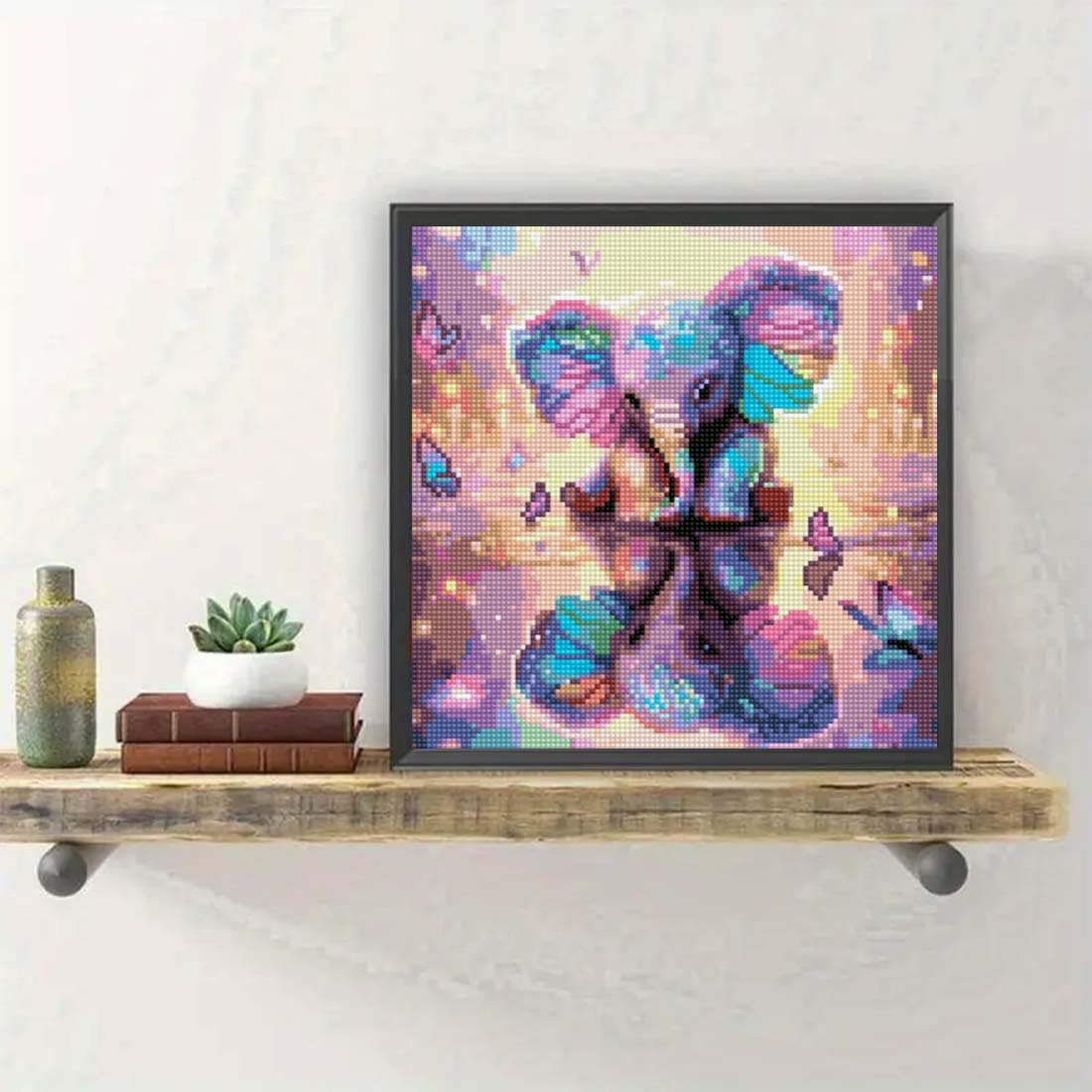 SHICERNHJ 5D Diamond Painting Kits for Adults, Animal Elephant Full Drill Diamond Painting Kits for Beginner,DIY Butterfly Round Diamond Dots for Adults Gem Art Home Wall Decor 14 X 14Inch SHICERNHJ