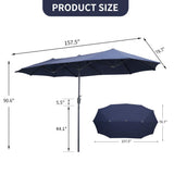OVASTLKUY 13Ft Patio Umbrella Outdoor Double-Sided Market Extra Large Umbrella Outdoor Patio w/Easy Crank for Yard, Poolside, Deck, Navy Blue OVASTLKUY
