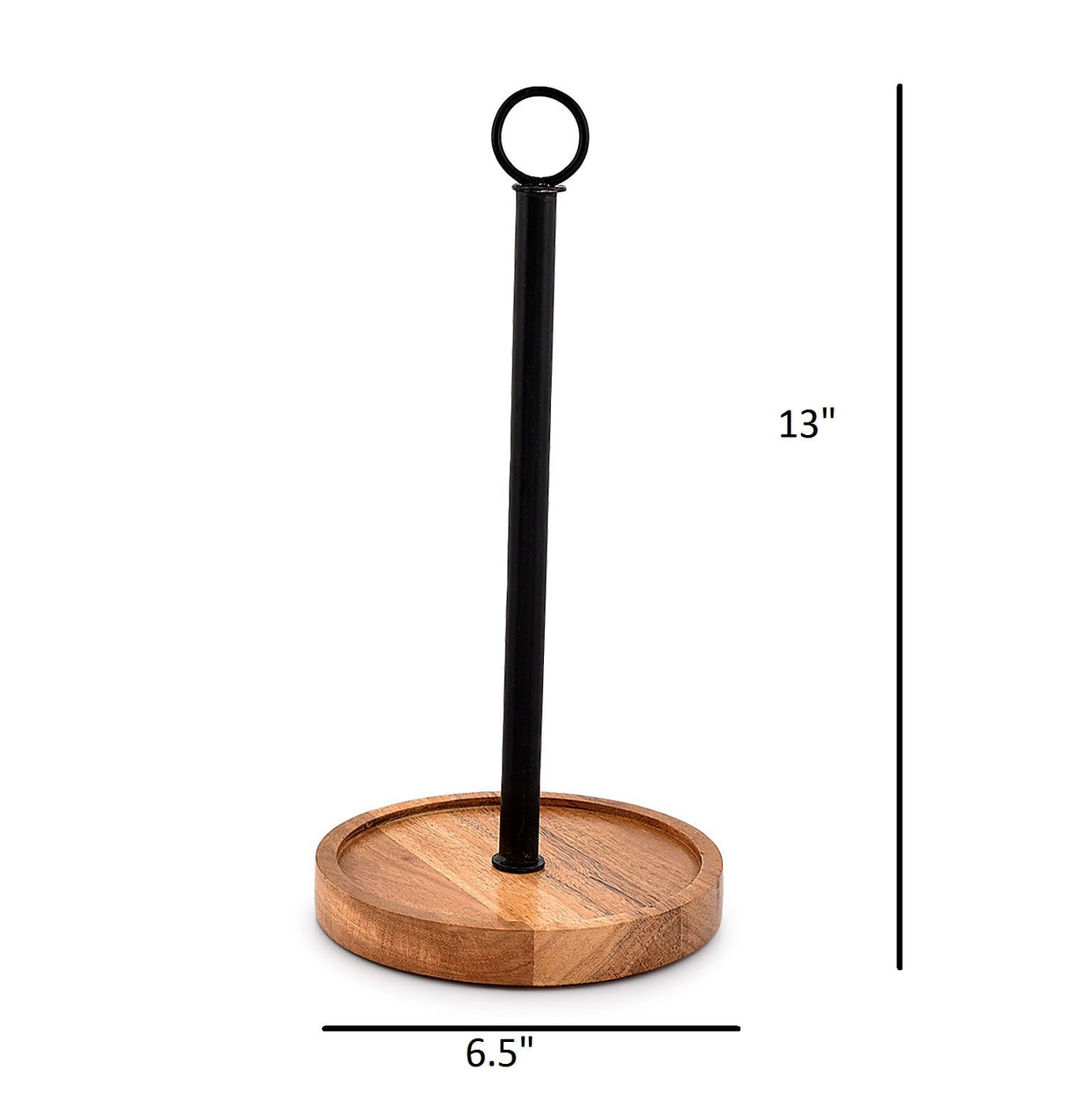 EDHAS Paper Towel Holders Iron & Acacia Wood for Farmhouse Kitchen,Wooden Paper Towel Holder Stand. (6.5" x 6.5" x 13") EDHAS