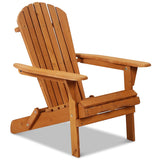 Adirondack Chair Weather Resistant Patio Chairs Folding Outdoor Chair w/Long Arms Solid Wooden Heavy Duty Reclining Fire Pit Chair for Deck, Lawn, Backyard, Garden - Natural Dkelincs